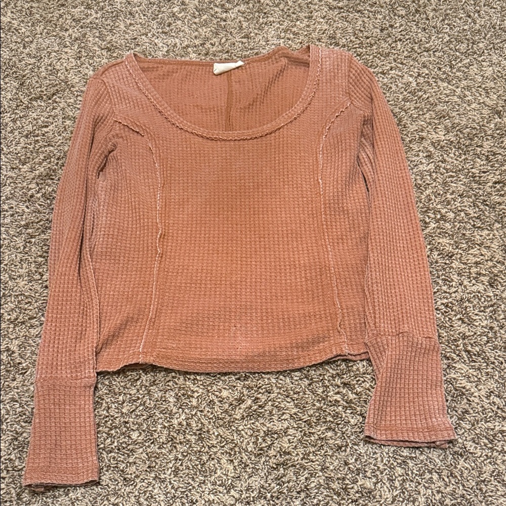 White Crow Women's Textured Long Sleeve Top - Warm Brown
